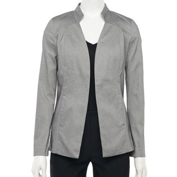 Apt 9 Open Birdeye Gray Structured Office Blazer Womens Suit Jacket Size Medium - Picture 2 of 10